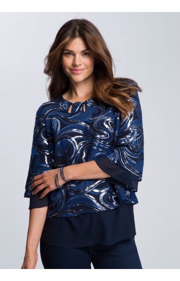Elegantly feminine Select By Hermann Lange blouse Color Blue Size 42